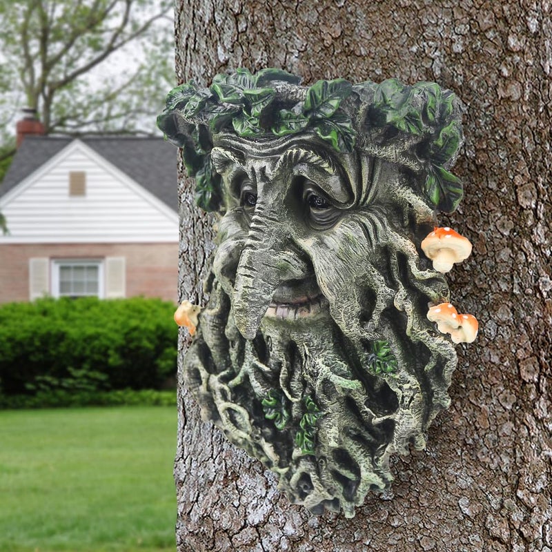 BEXLEYBAY Tree Face Garden Statues Outdoor Decorations, Whimsical Old Man Face for Tree Huggers Sculptures Flower Pot Garden Decorations Yard Art, 9" x 6.5" x 3.5" - Image 4
